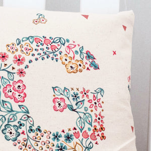 detail of the personalised name cushion