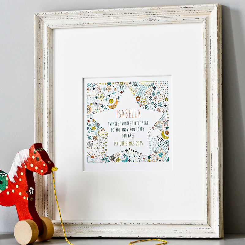 baby's first Christmas personalised star print