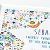 close up of the personalised star print gift