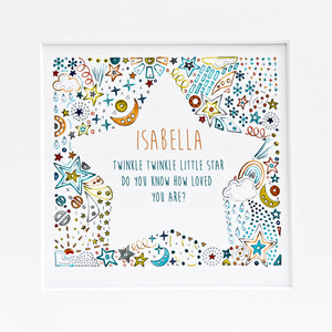 detail of personalised christmas star print