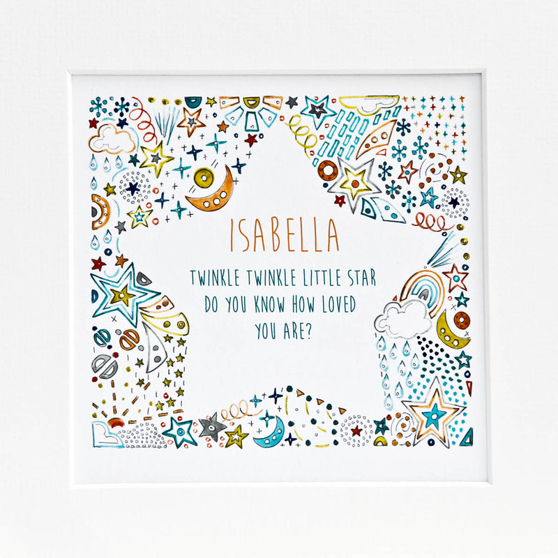 baby's first Christmas personalised star print