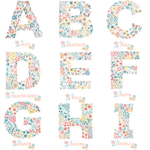 floral letter nursery wall art