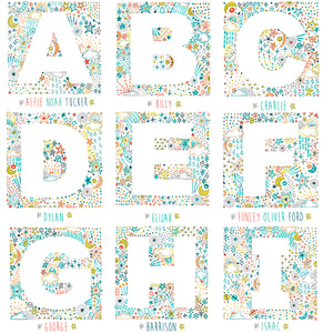 personalised stars Letter & name print in celestial design