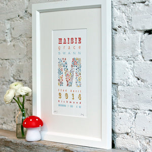personalised flowers traditional birth date print gift