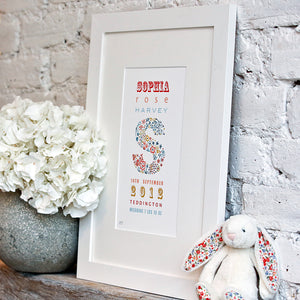 personalised flowers traditional birth date print gift