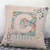 personalised new baby or christening cushion with stars, moons & glitter