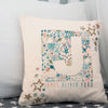 personalised new baby or christening cushion with stars, moons & glitter
