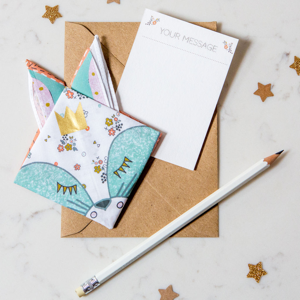 Bunny Handkerchief Greeting Card For Kids