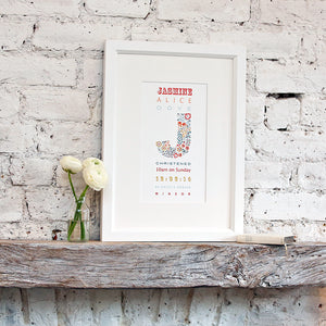 personalised christening print for little girl