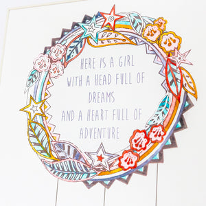 personalised dream catcher wall art in pinks with gold glitter feathers