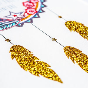 personalised dream catcher wall art in pinks with gold glitter feathers