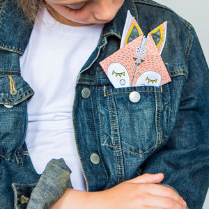 Fox birthday card including fox handkerchief