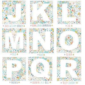 personalised stars Letter & name print in celestial design
