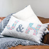 personalised wedding, anniversary or couple cushion with floral letters
