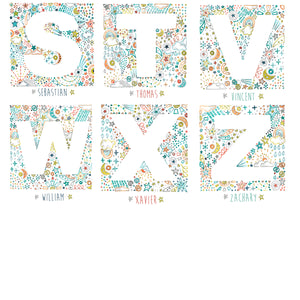 personalised stars Letter & name print in celestial design
