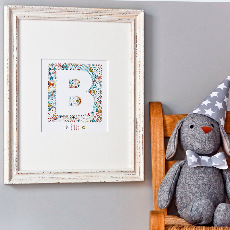 personalised stars Letter & name print in celestial design