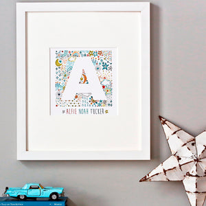 personalised stars Letter & name print in celestial design