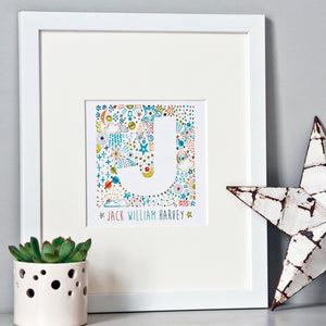 personalised stars Letter & name print in celestial design