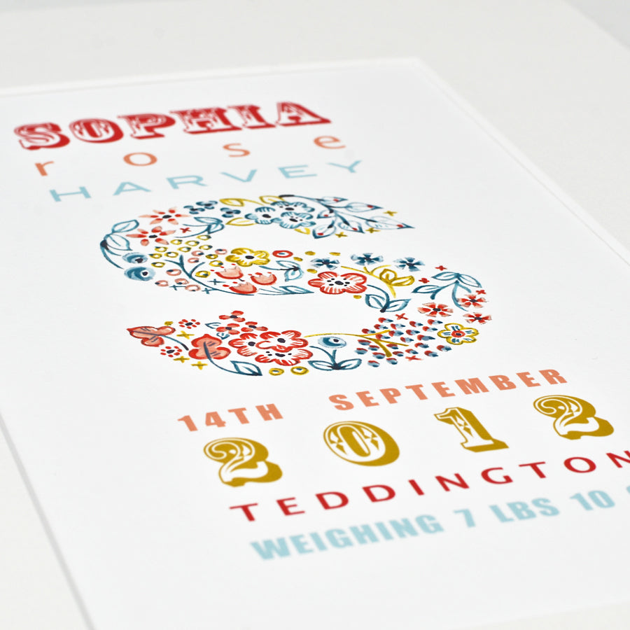 personalised flowers traditional birth date print gift