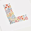 hand painted floral initial for personalised print gift