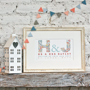 personalised wedding, anniversary or couple print gift