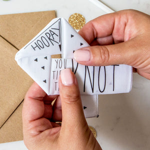 Wedding Handkerchief greeting Card, hooray you tied the knot