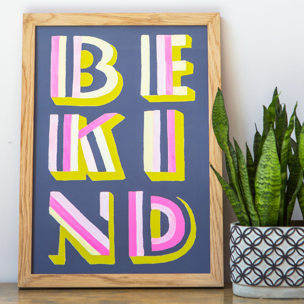 'Be Kind' art deco inspired watercolour typographic print