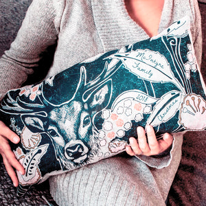 personalised deer in the woods pillow