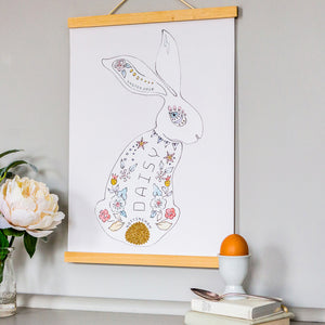 personalised easter bunny print gift with flowers and glitter