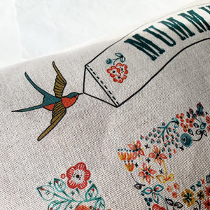 personalised mother's day cushion gift with pompoms & birds