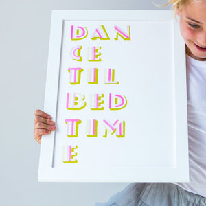 dance til bedtime tween bedroom or nursery wall art in pink