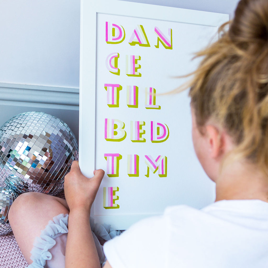 dance til bedtime tween bedroom or nursery wall art in pink