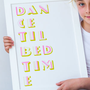 dance til bedtime tween bedroom or nursery wall art in pink